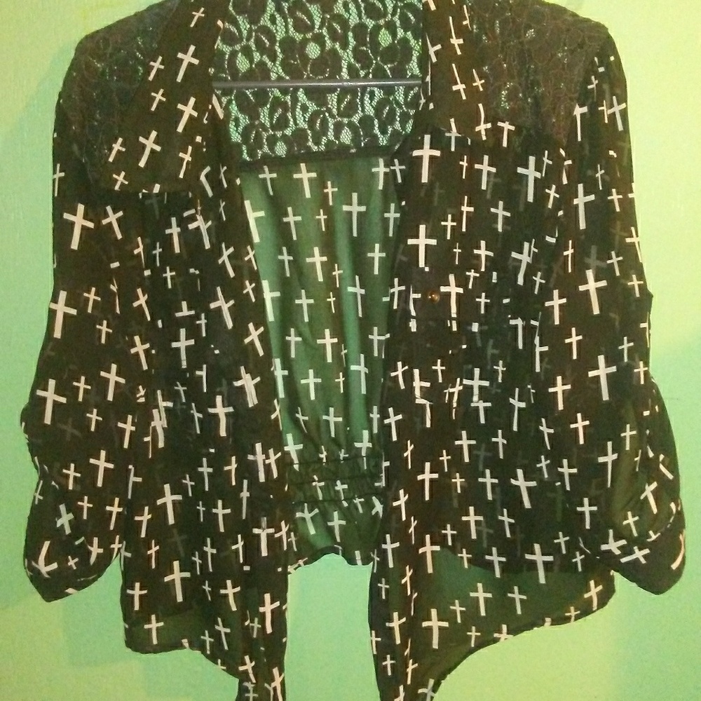 Woman's tie up sheer blouse